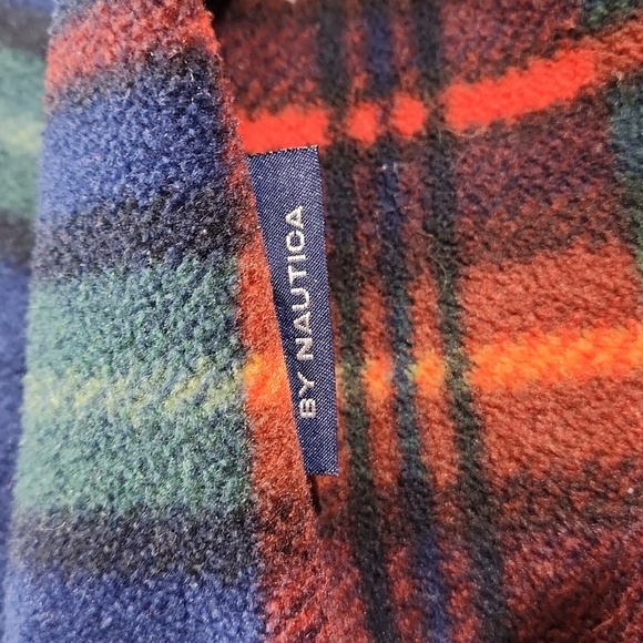 Vintage NAUTICA Multi Coloured Plaid NauTech Fleece 1/4 Zip Sweater Made USA XXL - Picture 8 of 8